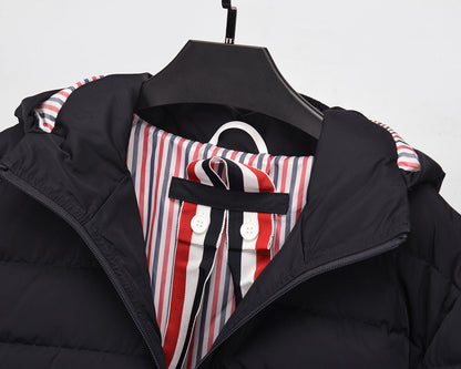 Thom BrownePremium Short Down Jacket - 90% Duck Down with Drawstring Hood