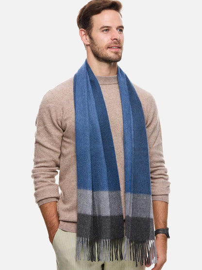 Blue Gray Basic Mens Cashmere Scarf