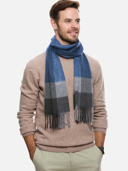 Blue Gray Basic Mens Cashmere Scarf