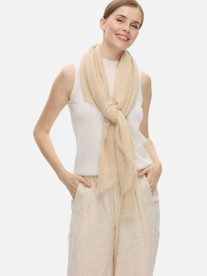 Beige CloudPuff Cashmere Scarf
