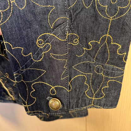 LOUIS VUITTON Monogram Embroidered Denim Jacket | Corduroy Collar | Dark Indigo | EU 46–52