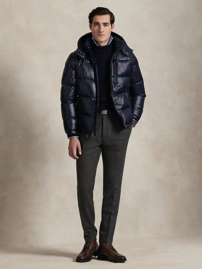 Glossy Ripstop Down Jacket Blue
