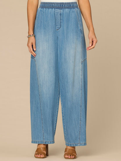 "Ab"leisure Skyrise Relaxed Straight Leg Glider Jeans with Snap Hem