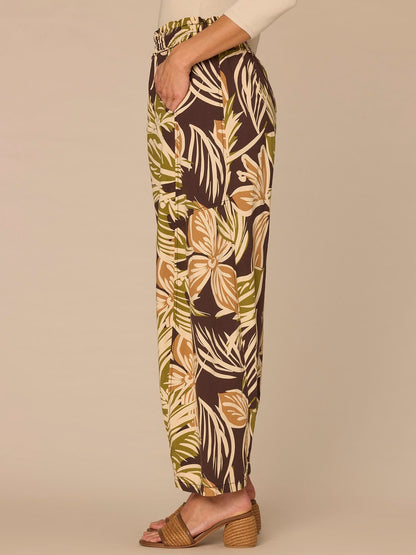 "Ab"leisure Skyrise Printed Snap Hem Glider Relaxed Straight Leg Pants