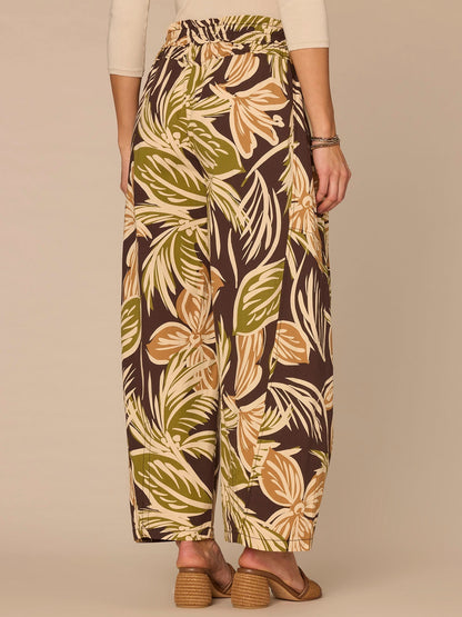 "Ab"leisure Skyrise Printed Snap Hem Glider Relaxed Straight Leg Pants