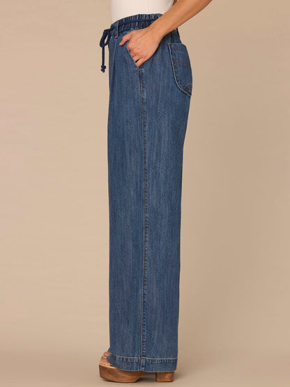 "Ab"leisure Skyrise Tie Belt Spade Pocket Pleated Petite Wide Leg Jean