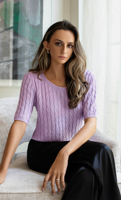 Cassandra Cable Sweater - Silk & Cashmere