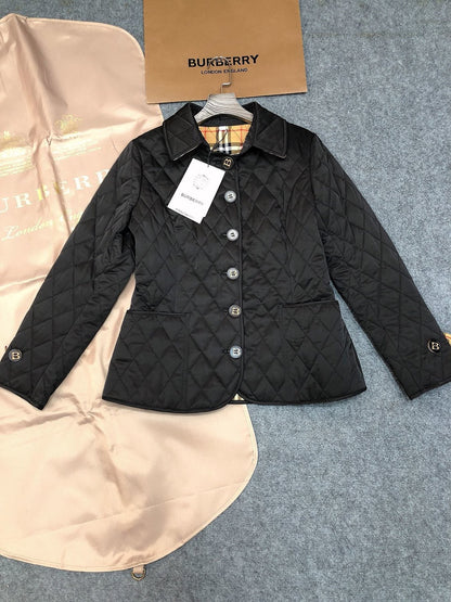 Burberry Diamond-Quilted Button-Front Jacket