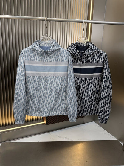 Dior Hooded Monogram Stripe Jacket