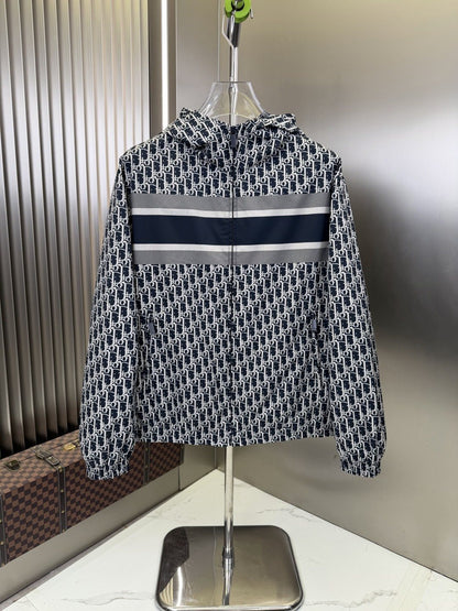 Dior Hooded Monogram Stripe Jacket